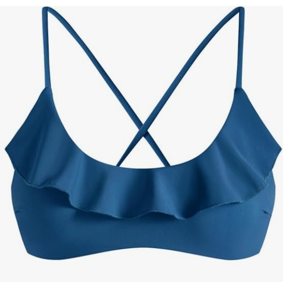 ZAFUL Ruffle Women Scoop Neck Swimsuits Lace Up Bikini Top Only. Size 8-10 - Picture 10 of 14